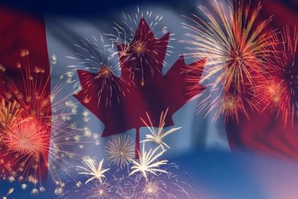 Canada Day Flag and Fireworks