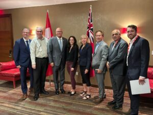 A photo of Councillor Kavanagh with the delegation to discuss supportive housing at the AMO Conference, August 2025.